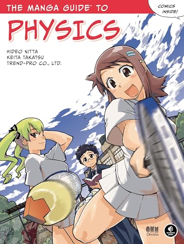 Manga cover featuring anime characters learning physics with a blue sky backdrop.