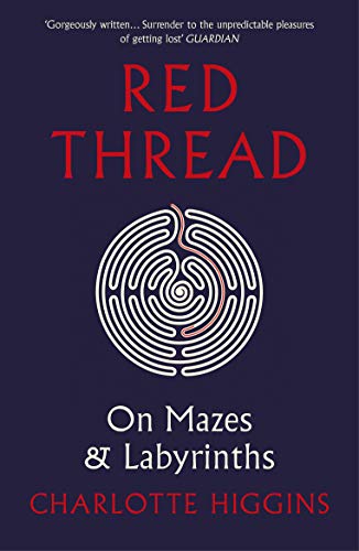 Book cover: "Red Thread" with a white labyrinth and red thread.
