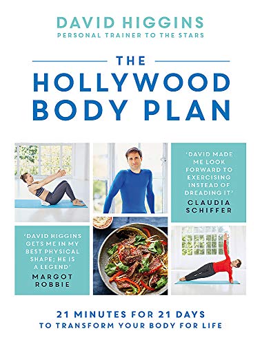 Book cover featuring fitness images, a trainer’s portrait, and celebrity quotes.