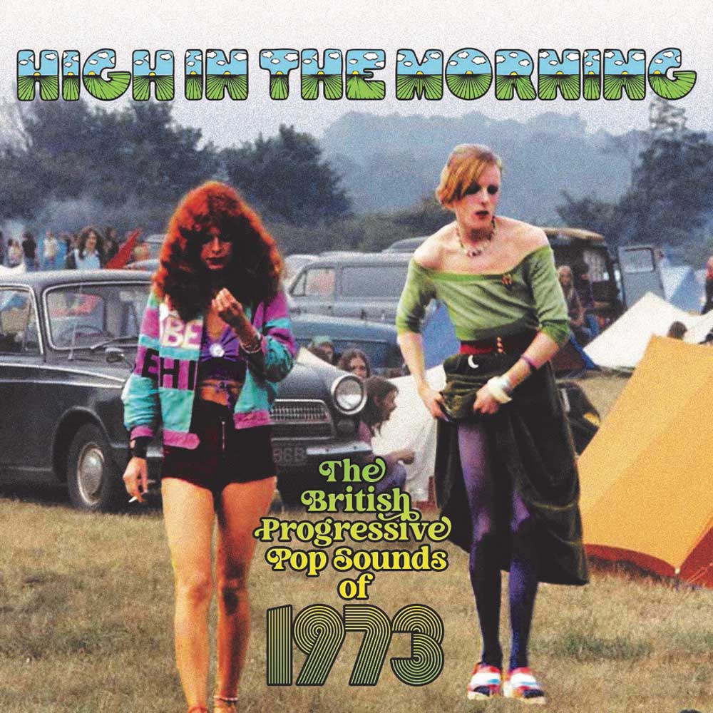 CD cover: woman with car at a festival, text “High In The Morning”.