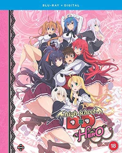 High School DxD Hero" Blu-ray cover featuring anime characters in school uniforms.