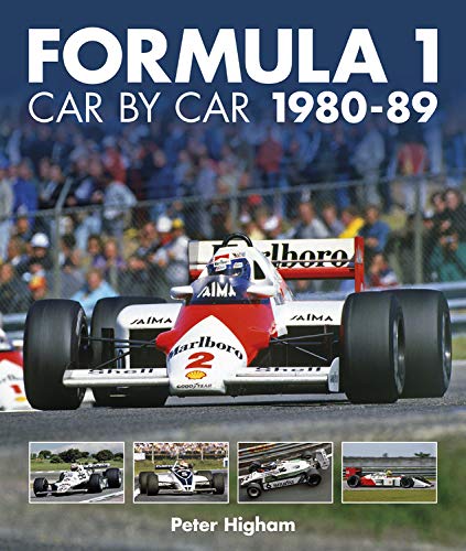 Book cover featuring a red Formula 1 car racing, 1980s era.