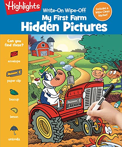 Cover of a children's activity book featuring a cartoon dog driving a red tractor.