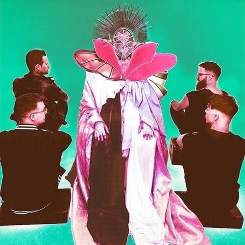 Highly Suspect album cover featuring a central figure with a halo and band members.