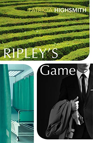 Book cover for "Ripley's Game" with landscapes and a suited man.