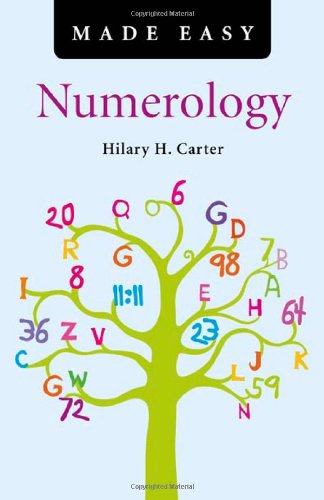 Book cover: "Numerology Made Easy" with a tree of numbers and letters.