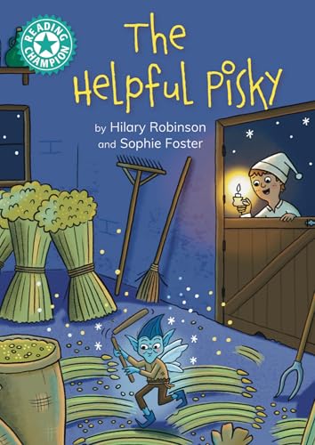 Book cover: a blue-toned illustration of a pisky in a barn.