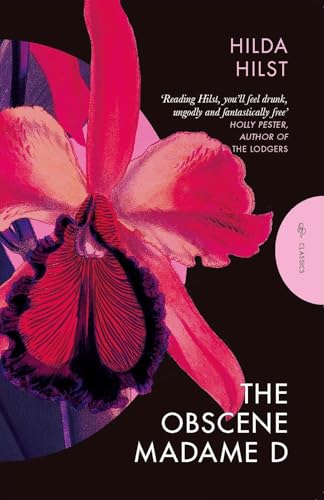 Book cover featuring a large, vibrant pink orchid against a black background with text.
