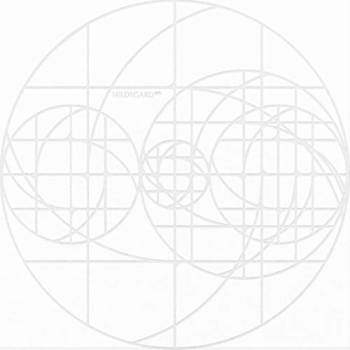 White vinyl album cover featuring thin, geometric line art of overlapping circles and grids.
