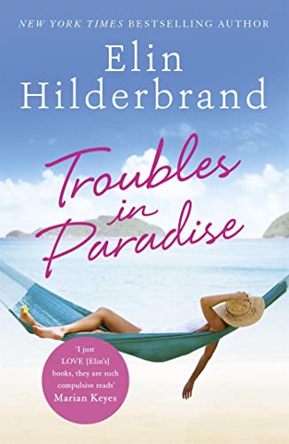 Book cover with a woman relaxing in a turquoise hammock by the sea.