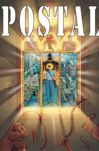 Comic book cover: "Postal Volume 5" with stained-glass window imagery and figures.