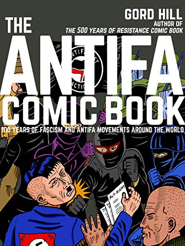 Comic book cover depicting masked figures confronting a person with a swastika.