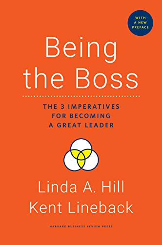 Orange book cover with white text: "Being the Boss" by Linda A. Hill & Kent Lineback.