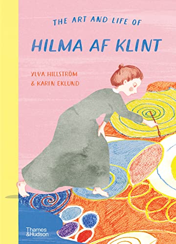 Book cover depicting a woman painting colorful, abstract spirals and shapes.