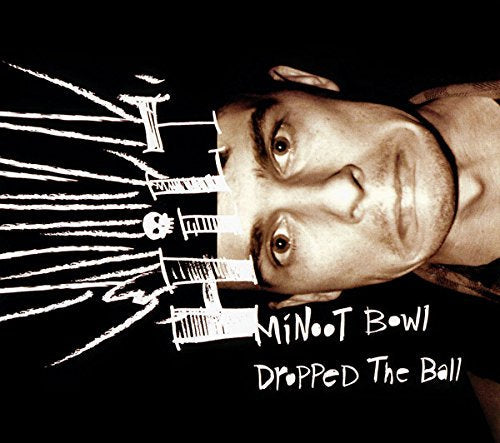 Black-and-white album cover with a man's face and white abstract lines and text.