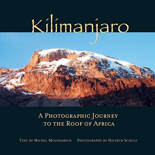 Kilimanjaro mountain peak with snow-capped summit, book cover image.
