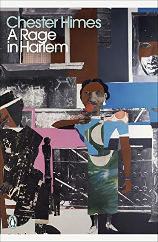 Book cover: “A Rage in Harlem” with collage of faces and figures.