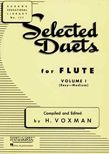 Yellow sheet music cover titled "Selected Duets for Flute," Volume I.