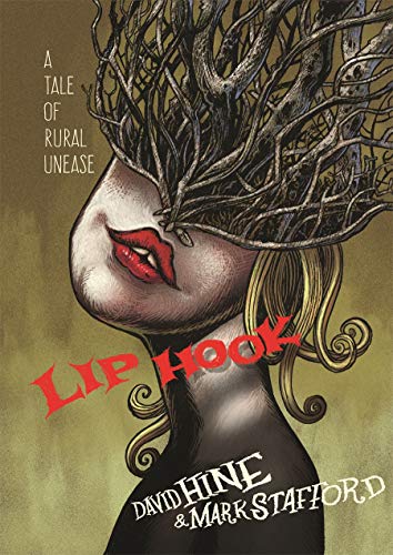 Book cover: woman’s face with branches as hair, title “Lip Hook”.