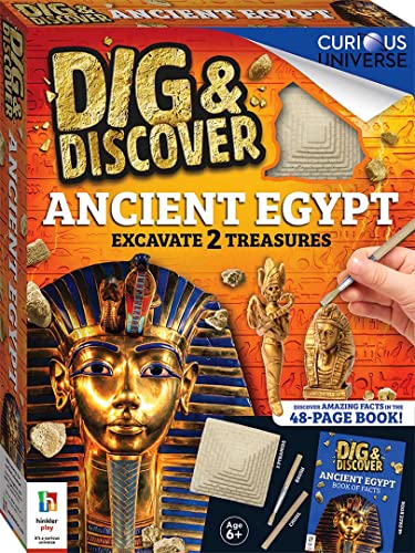 Dig & Discover Ancient Egypt kit with pharaoh mask and excavation tools.