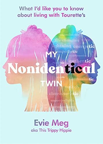 Book cover with silhouettes of two heads filled with descriptive words.