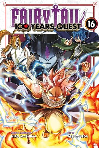 Manga cover featuring Natsu Dragneel surrounded by fire and lightning with other characters behind him.