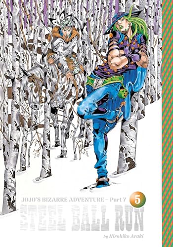 Manga cover: two men on horseback in a snowy, birch forest.