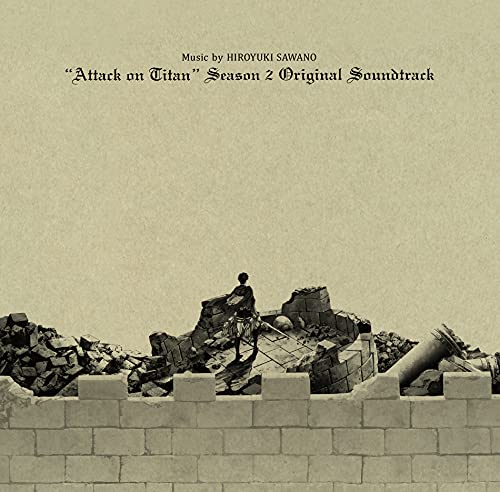 “Attack on Titan” Season 2 soundtrack CD cover with ruins and a lone figure.