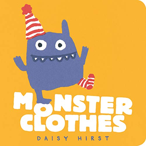Blue monster wearing a hat and socks, book cover illustration.