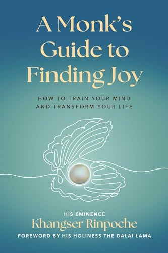 Book cover: "A Monk's Guide to Finding Joy" with a pearl in a shell.