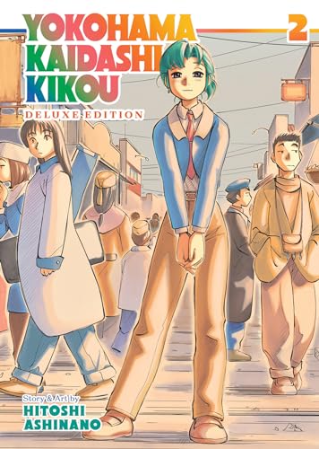 Manga cover featuring a teal-haired girl standing in a street with other people.