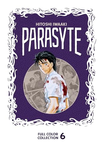 Manga cover featuring a bloodied young man against a purple background with photo collages.