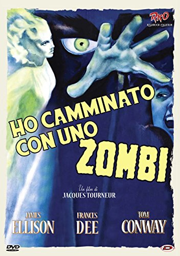 DVD cover for "Ho Camminato Con Uno Zombi" featuring a zombie hand and faces.