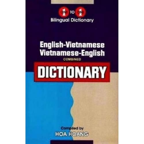 Cover of English-Vietnamese and Vietnamese-English dictionary with blue and tan background.