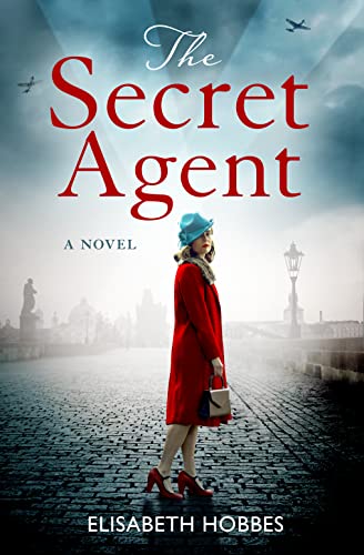 Book cover featuring a woman in red, standing on a cobblestone street.