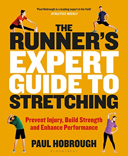 Book cover with yellow background, title text, and four people performing various stretches.