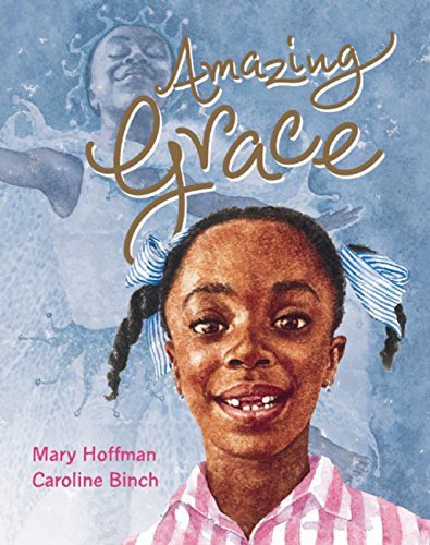 Book cover featuring a smiling young girl with pigtails against a blue watercolor background.