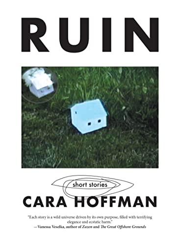 Book cover: “Ruin” by Cara Hoffman, featuring miniature houses in grass.