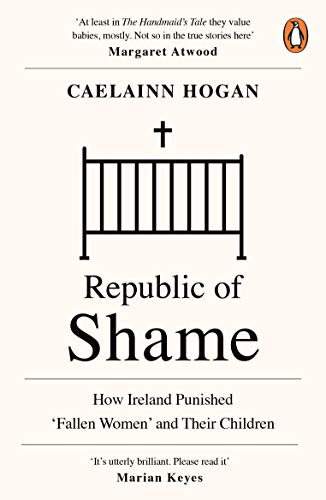 Book cover: “Republic of Shame” with a bed frame and cross symbol.