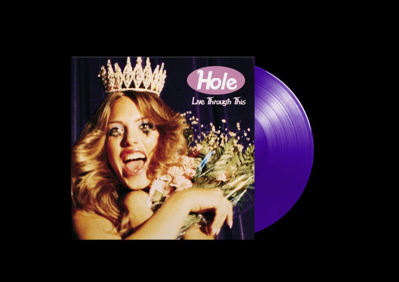 Purple vinyl record of Holeās āLive Through Thisā with Courtney Love portrait.