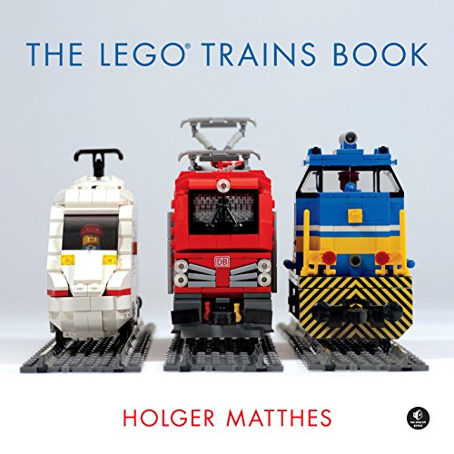 Cover of "The Lego Trains Book" featuring three Lego locomotives.