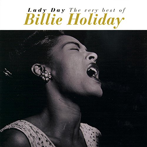 Billie Holiday in profile, singing with eyes closed, on CD cover.