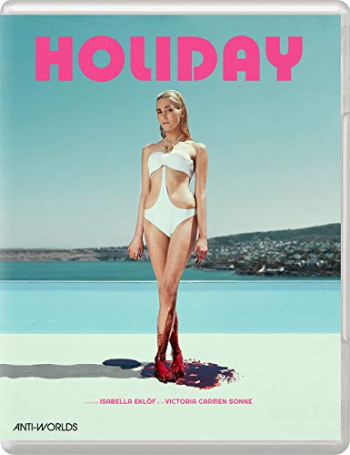 Blu-ray cover featuring a woman in a white swimsuit standing in a blood pool.