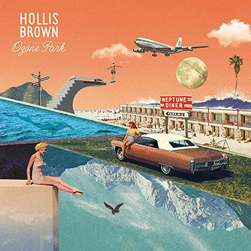 “Ozone Park” CD cover: surreal collage with airplane, diner, and people.
