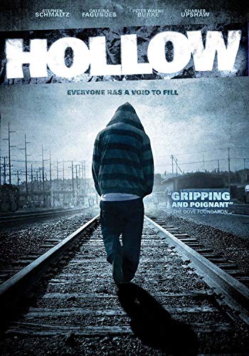 "Hollow" DVD cover featuring a person walking on train tracks, facing away from camera.