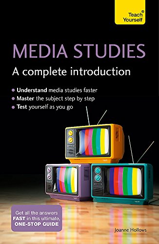 Book cover: “Media Studies: A Complete Introduction” with stacked vintage TVs.