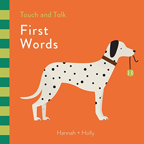 Children’s book cover with a spotted dog and the title “First Words”.