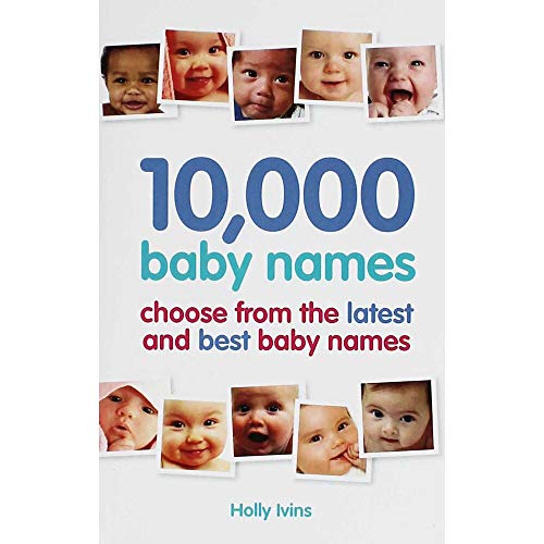 Book cover with baby photos and the title "10,000 baby names".