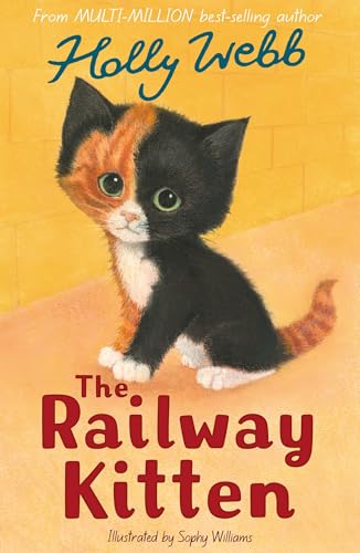 Book cover featuring a calico kitten against a yellow brick background.