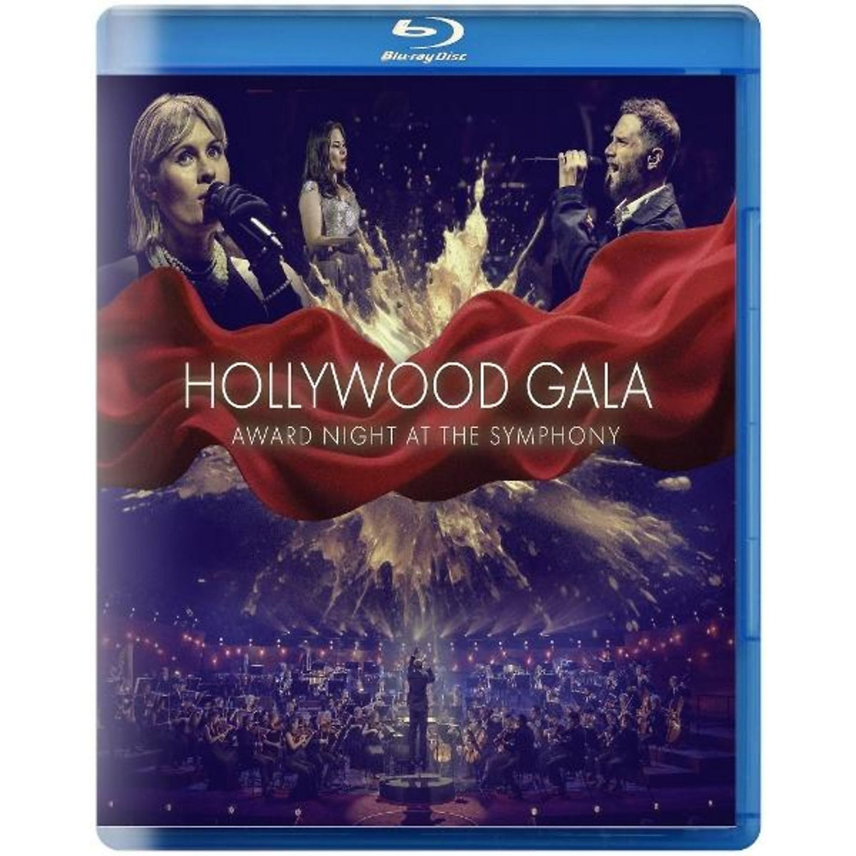 Blu-ray cover for Hollywood Gala featuring singers and an orchestra on stage.